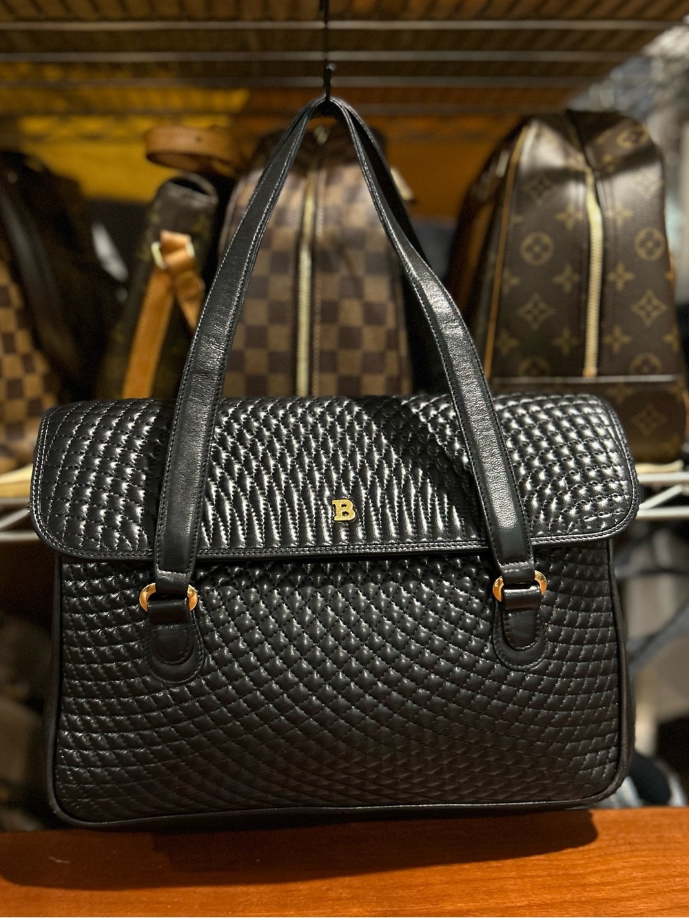 Bally Black Quilted Leather Handbag Good Condition Authentic And Pre-loved